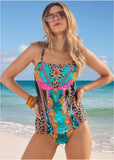 San Juan Bandeau Tankini Top Jungle Beauty