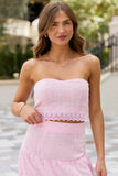 Take It Easy Pink Eyelet Tube Top Set