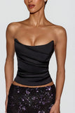 Embellished Mid Rise Thigh Split Maxi Skirt in Black Purple