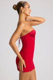 Strapless A Line Mini Dress in Fire Red