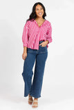Drew Pink Striped Button Down Top