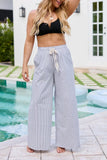 Mia White Black Pinstriped Pull On Pants