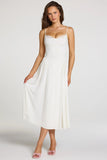 Modal Lace Trim Midaxi Dress in White