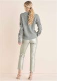 Sequin V Neck Sweater Light Heather Grey