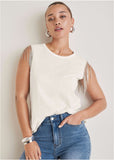 Diamond Fringe Tank Top Cloud Dancer