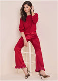Rose Trim Trouser Dark Red