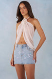 Halterneck Open Front Top in Ivory