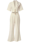 Flare Leg Suiting Set Off White