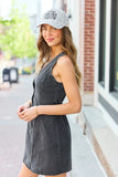 Strike A Chord Black Wash Denim Button Front Dress