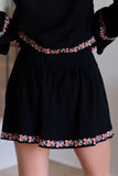 Celeste Black Floral Border Skirt