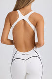 Petite Soft Active Open Back Jumpsuit in White