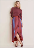 Lamà Wrap Maxi Skirt Burgundy Lame
