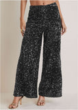 Sequin Velvet Pants Jet Black