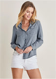 Chambray Button Down Top Medium Wash