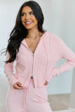 Reba Coral Raised Stitch Zip Front Hoodie