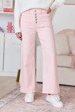 Sutton Pink Wide Leg Patch Pocket Jeans