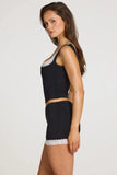 Modal Lace Trim Top in Black