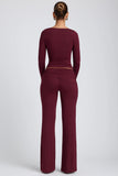Mid Rise Straight Leg Trousers in Plum