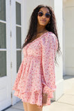 Farah Pink Floral Ruffle Trim Romper