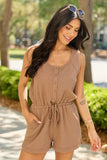 Casual Charm Brown Button Front Romper