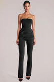Mid Rise Fitted Trousers in Black