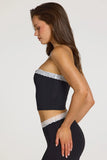 Modal Lace Trim Bandeau Top in Black