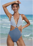 Stripe One Piece Swimsuit Reversible Navy Stripe