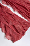 Ruffled Mid Rise Flared Trousers in Red Print