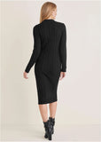 Mockneck Midi Sweater Dress Jet Black