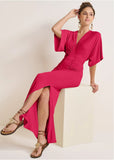 Drape Sleeve Maxi Dress Barberry