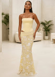 Impossible Desire Corset Embellished Maxi Dress Yellow