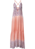 Printed Linen Plunge Dress Blush Multi