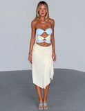 TWYLA MIDI DRESS CREAM AND BLUE