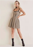 Plaid Mini Dress Cream Multi