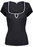 Button Detail Short Sleeve Jet Black