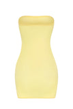 Soft Sheer Mesh Bandeau Mini Slip Dress in Yellow