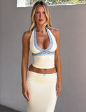 CALINA PLUNGE LACE TOP CREAM