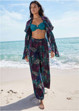 Palazzo Cover Up Pant Tropical Leaves