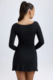 Modal Layered A Line Mini Dress in Black