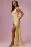 Satin Draped Bridesmaid Dress in Butter