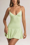 Modal Ruched A Line Mini Dress in Sage Green