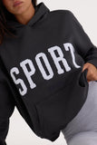 Soft Cotton Fleece Oversized Hoodie in Black