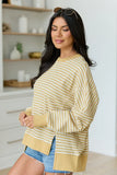 Kara Yellow Stripe Waffle Pullover