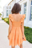 Its My Day Orange Smocked Top Mini Dress