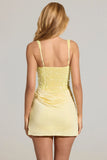Embellished Corset Mini Dress in Lemon Yellow