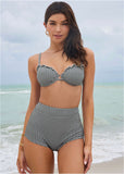 Retro Swim Bikini Short Black White