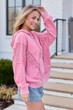 Emerson Mauve Lace Patchwork Hoodie SALE