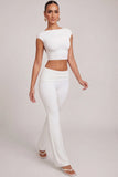 Mid Rise Straight Leg Trousers in White