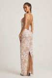 Embellished Scoop Neck Backless Maxi Dress in Ivory