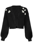 Floral Cardigan Jet Black